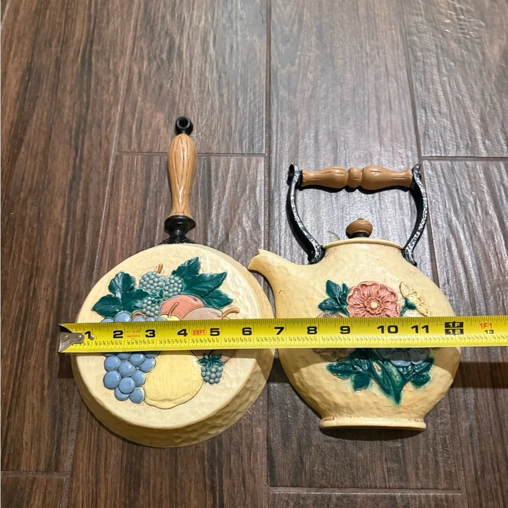 Vintage Yellow Wall Decor with Floral and Fruit Design plastic material